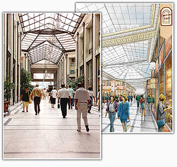 The shopping arcades in Athens