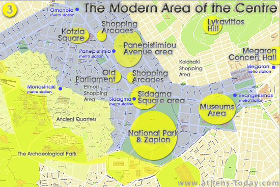 Mappa della zona nuova del centro di Atene