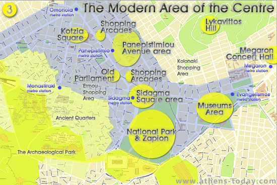 Mappa della zona nuova del centro di Atene
